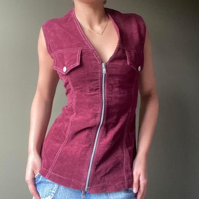 Preloved Women's Gilet - Burgundy/Red - UK 10 on Productcaster.