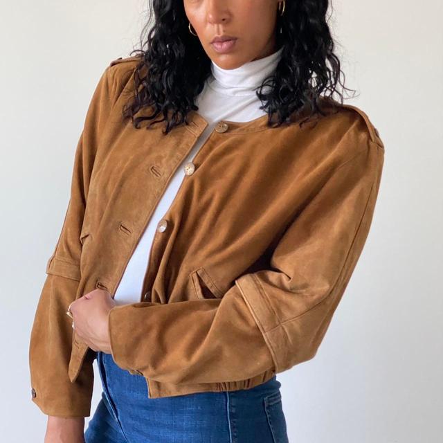 Vintage Women's Bomber Jacket - Tan - UK 12 on Productcaster.