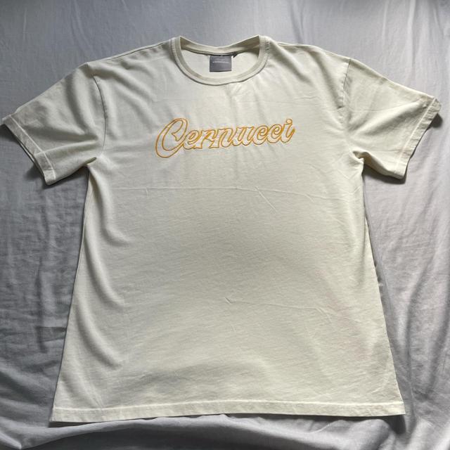 Cernucci Men's T-shirt - Cream/White - S on Productcaster.