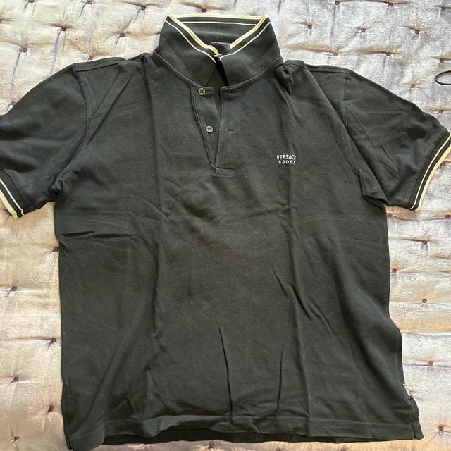 Versace Men's Polo shirt - Black/White - M on Productcaster.