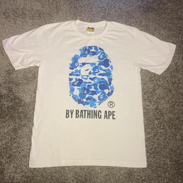 BAPE Men's T-shirt - Blue/White - M on Productcaster.