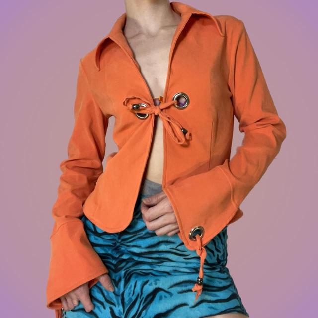 Vintage Women's Casual Jacket - Orange/Silver - UK 8 on Productcaster.