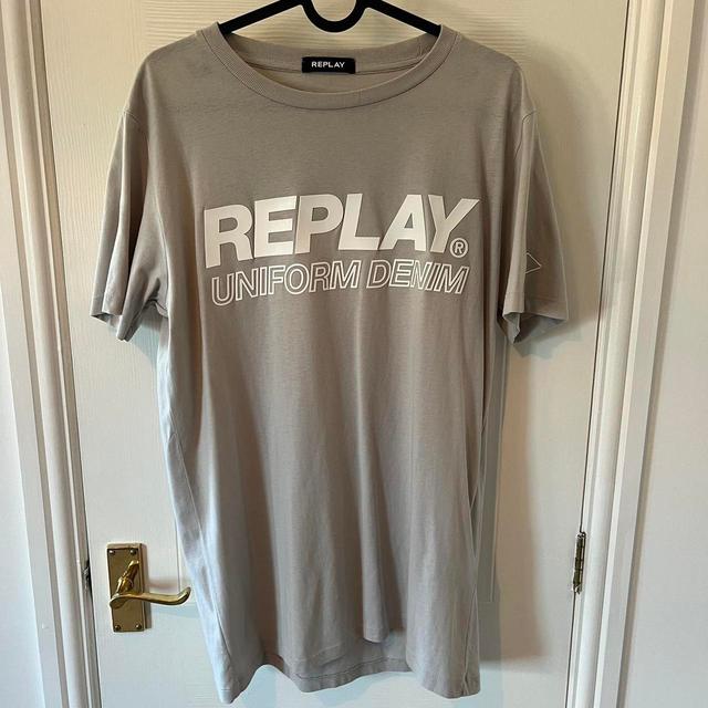 Replay Men's T-shirt - Grey/White - M on Productcaster.