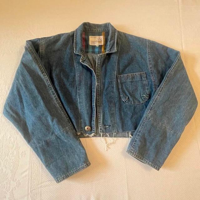 Vintage Women's Bomber Jacket - Blue - UK 14 on Productcaster.