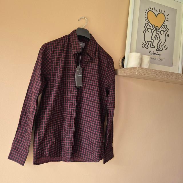 Peter Alexander Men's Shirt - Black/Burgundy - S on Productcaster.