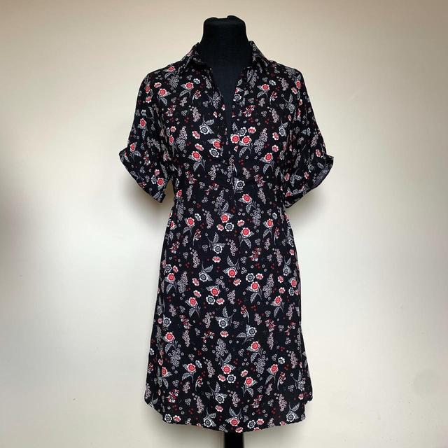 New Look Women's Shirt Dress - Black/Multi - 8 on Productcaster.