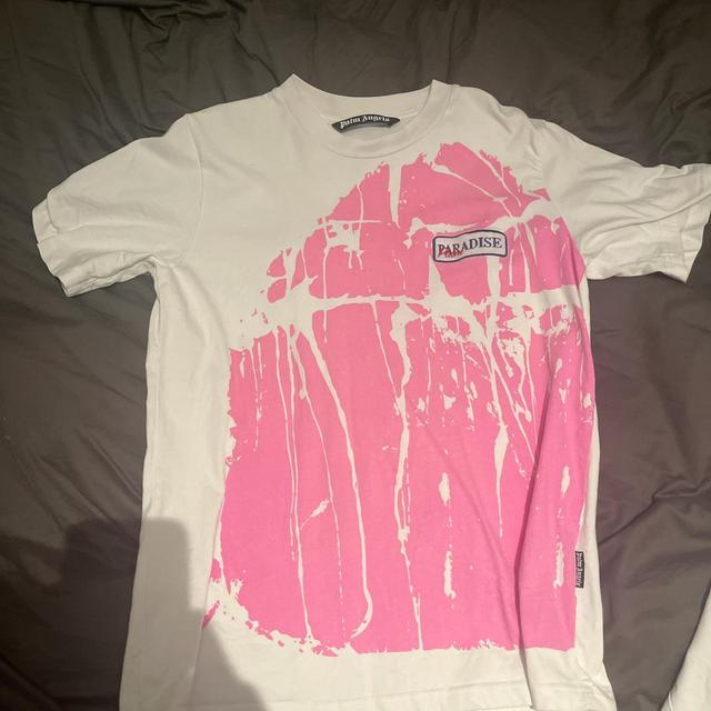 Palm Angels Men's T-shirt - White/Pink - M on Productcaster.