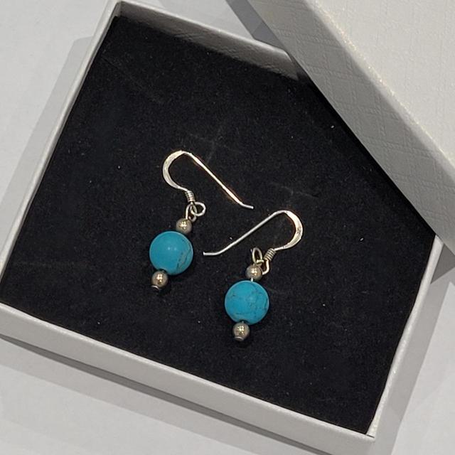 Vintage Women's Earrings - Blue on Productcaster.