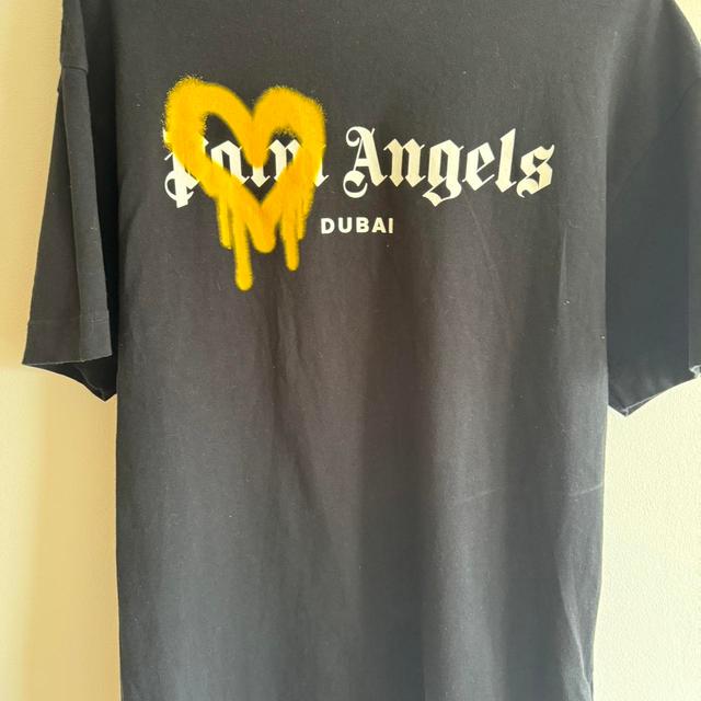 Palm Angels Men's T-shirt - Black/Yellow - S on Productcaster.