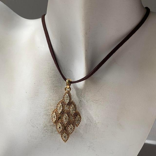 Vintage Women's Necklace - Gold/Brown on Productcaster.