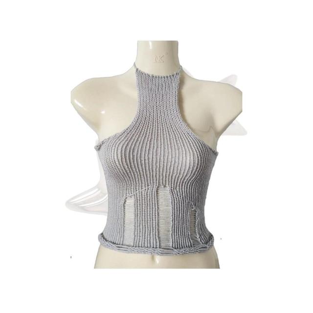 Handmade Women's Crop top - Grey - One size on Productcaster.