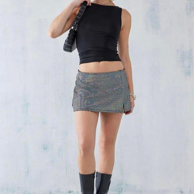 Urban Outfitters Women's Party Skirt - Silver - L on Productcaster.