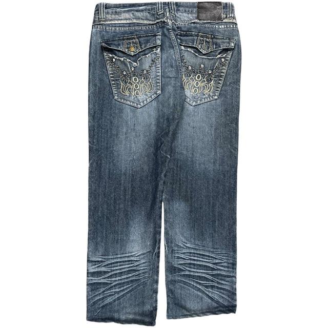 Men's Embroidered Jeans - Blue/Multi - XL on Productcaster.