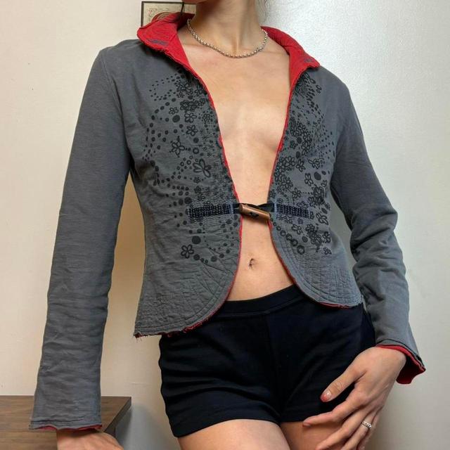 Vintage Women's Jacket - Grey/Red - S on Productcaster.