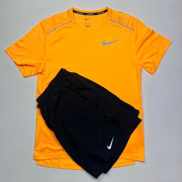 Nike Men's T-shirt - Orange/Black - S on Productcaster.