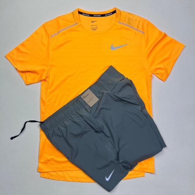 Nike Men's T-shirt - Orange/Grey - L on Productcaster.