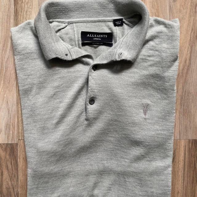 AllSaints Men's Polo shirt - Grey/Green - M on Productcaster.