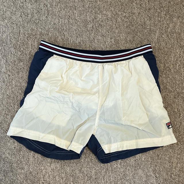 Fila Men's Shorts - Navy/Cream - S on Productcaster.