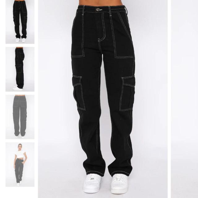 White Fox Boutique Women's High waisted Cargo Trousers - Black - XS on Productcaster.