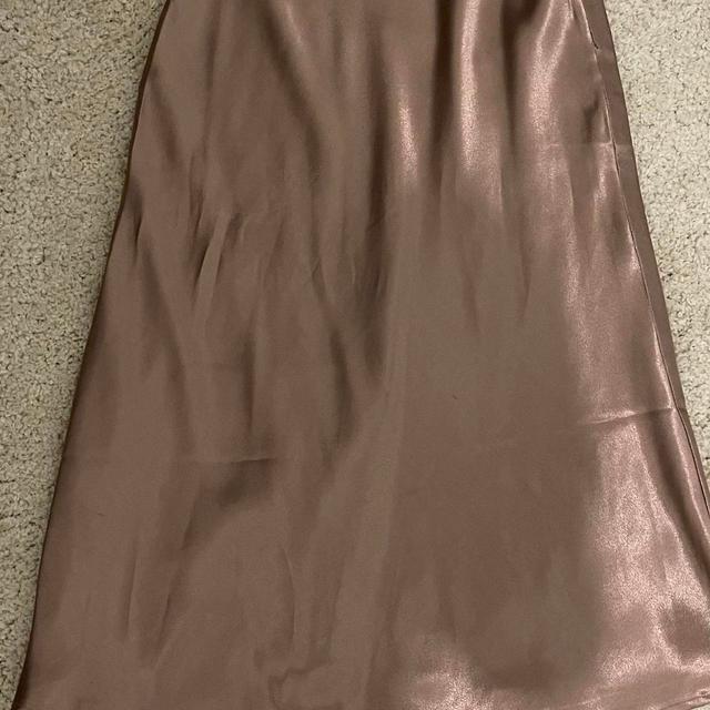 Preloved Women's Polyester Skirt - Pink/Gold - XS on Productcaster.