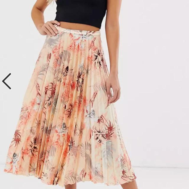 ASOS Design Women's Midi Skirt - Orange/Multi - UK 8 on Productcaster.