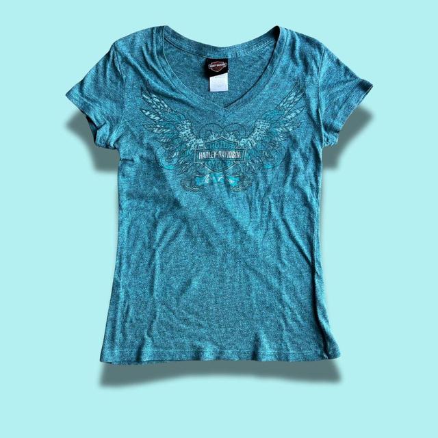 Harley Davidson Women's T-shirt - Blue - M on Productcaster.