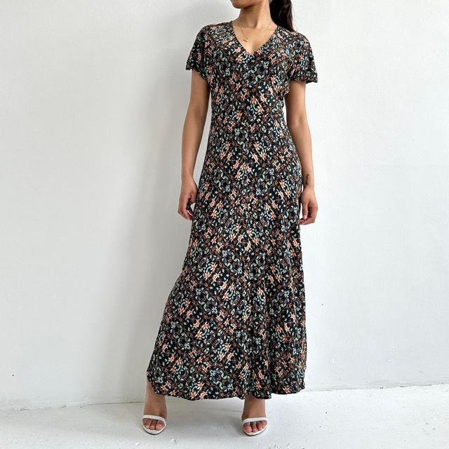 Vintage Women's Fishtail Dress - Black/Multi - 10 on Productcaster.