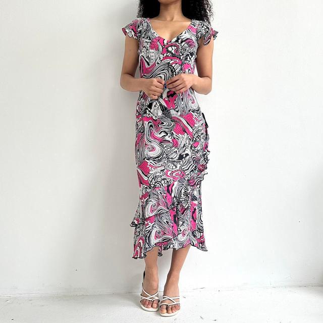 Vintage Women's Fishtail Dress - Pink/Black - 10 on Productcaster.