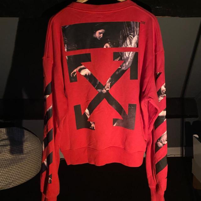 Off-White Men's Sweatshirt - Red/Black - M on Productcaster.