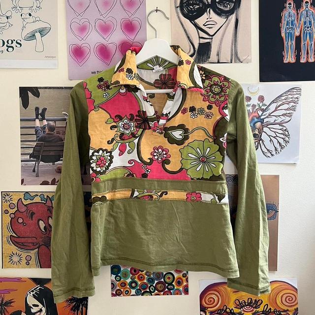 Vintage Women's Top - Green/Pink - S on Productcaster.