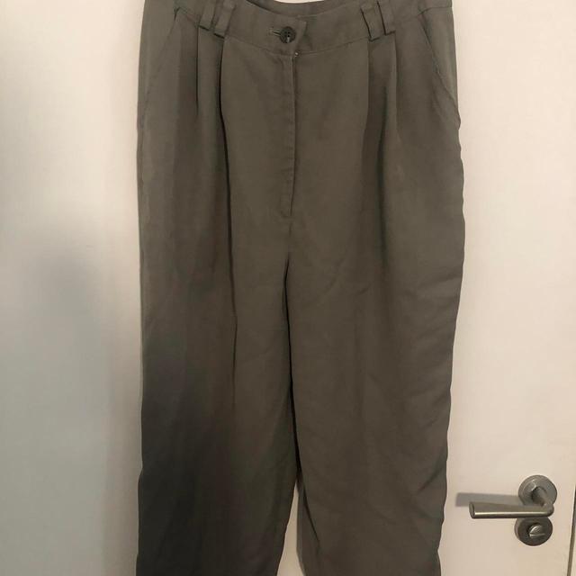 Vintage Women's Tailored trousers - Khaki - UK 8 on Productcaster.