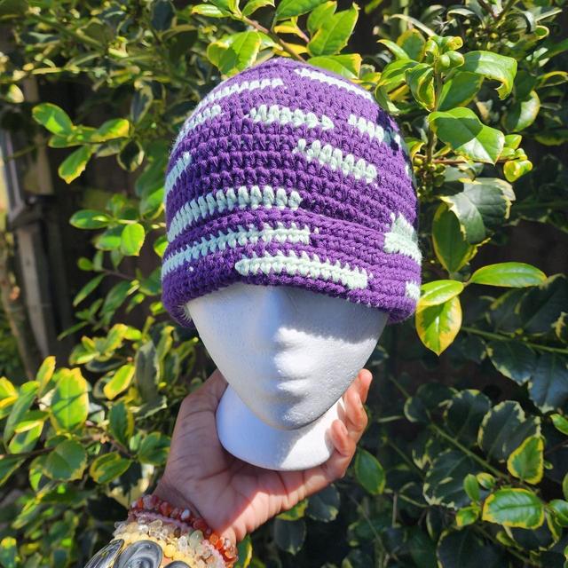 Handmade Women's Cotton Hat - Purple on Productcaster.