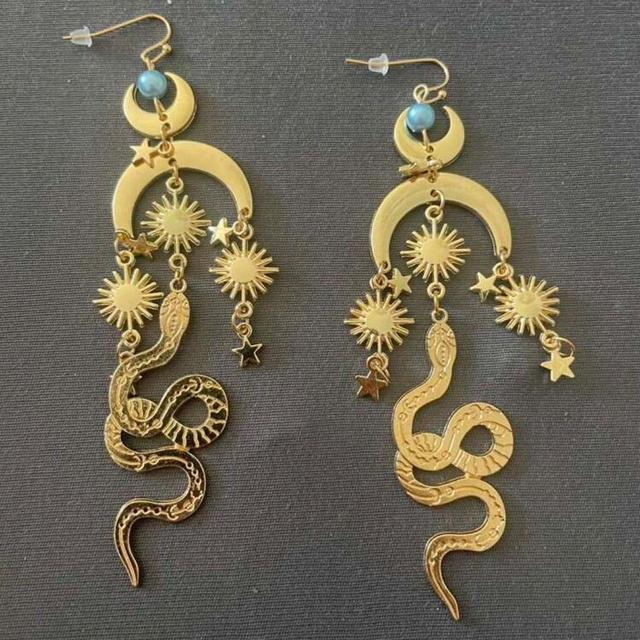 Women's Earrings - Blue/Gold on Productcaster.