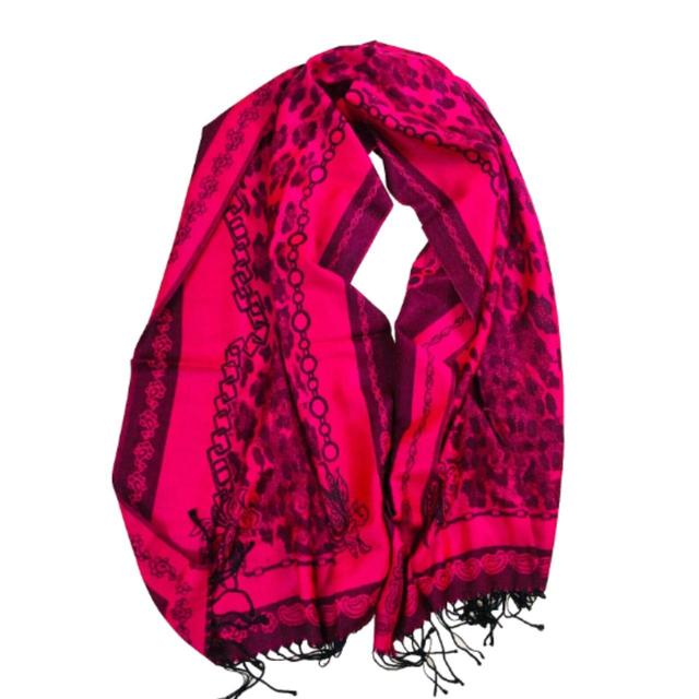 Preloved Women's Scarf - Pink/Black on Productcaster.