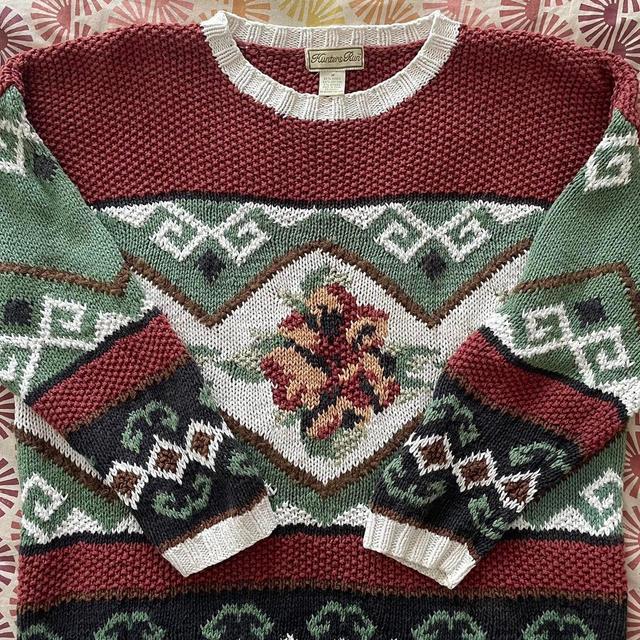 Vintage Men's Jumper - Multi/Burgundy - M on Productcaster.