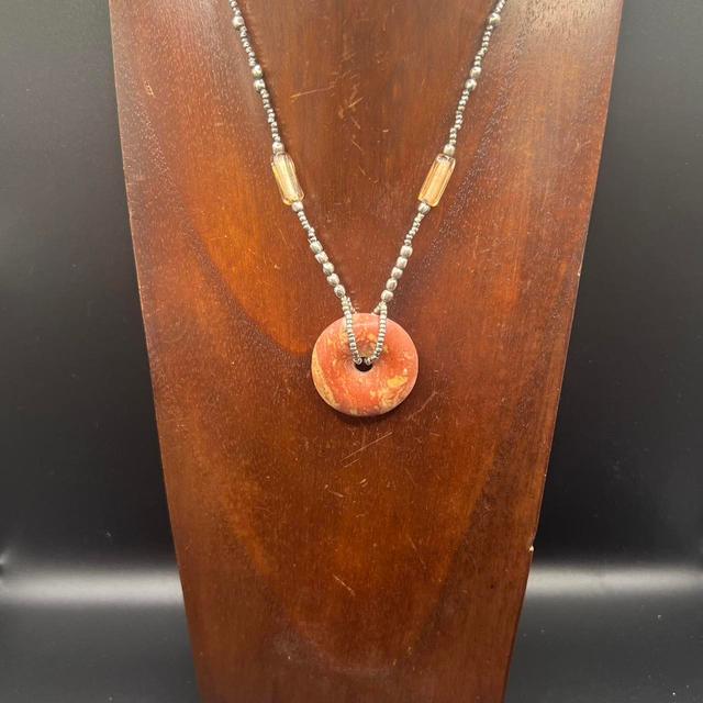 Unique Vintage Women's Necklace - Silver/Orange on Productcaster.