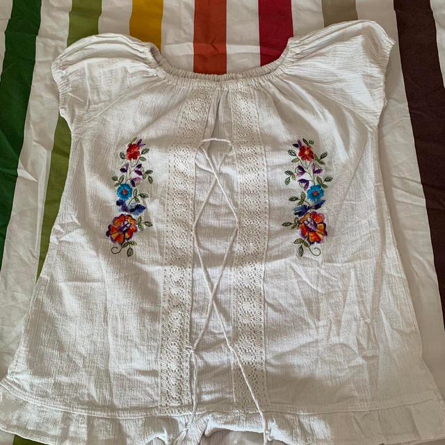 Preloved Women's Blouse - White/Multi - M on Productcaster.