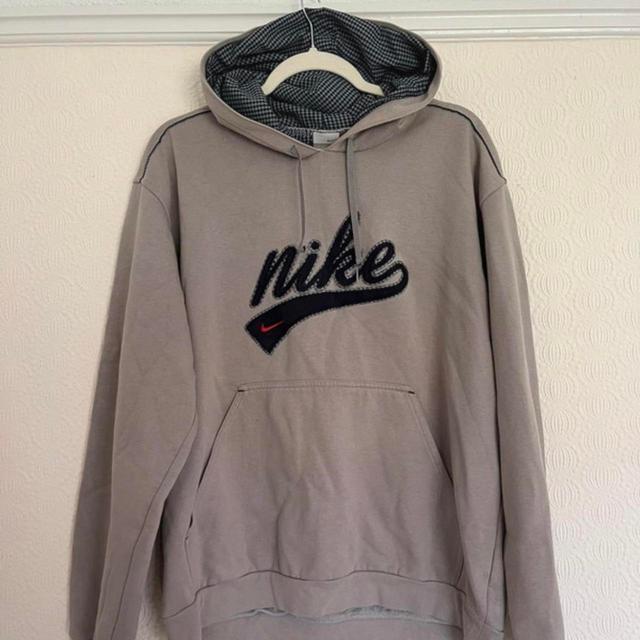 Nike Men's Hoodie - Grey/Navy - L on Productcaster.