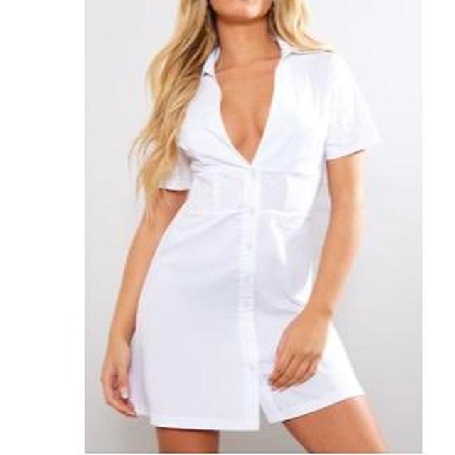 PrettyLittleThing Women's Shirt Dress - White - 12 on Productcaster.