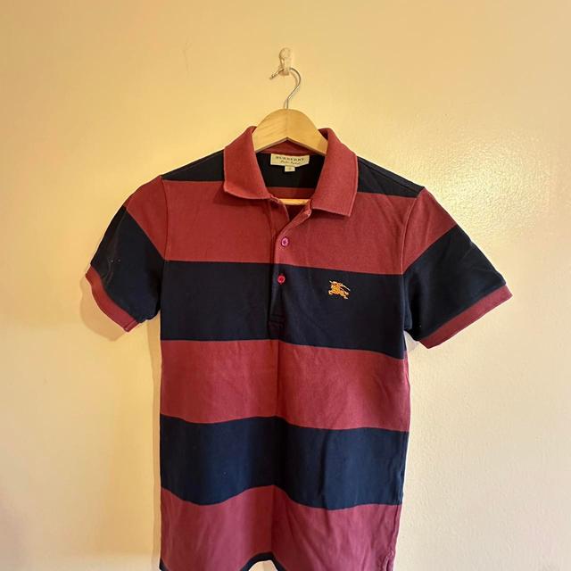 Burberry Men's Polo shirt - Burgundy/Navy - XS on Productcaster.