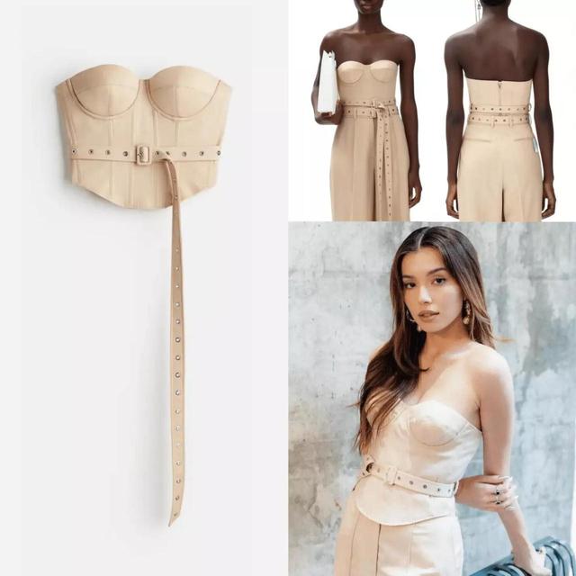 H&M Women's Corset - Tan/Cream - 14 on Productcaster.