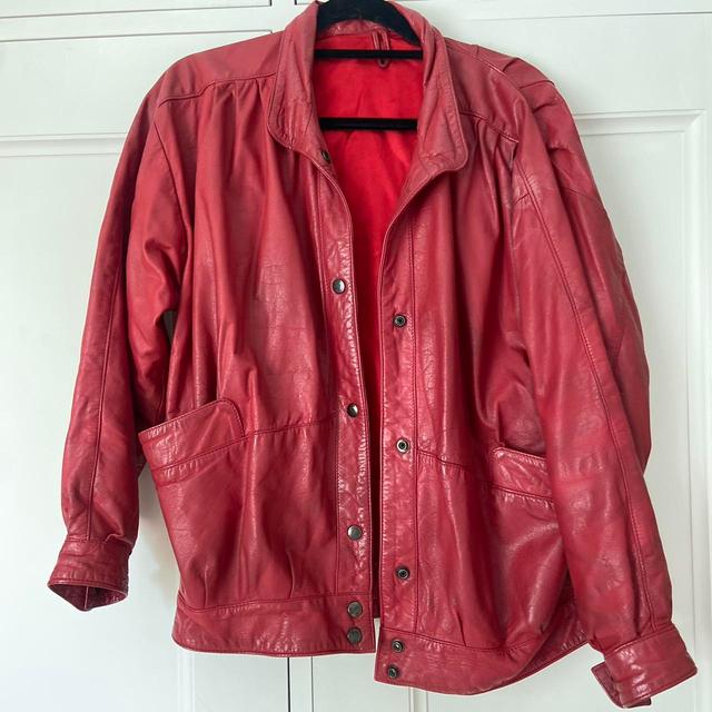 Vintage Women's Bomber Jacket - Red - L on Productcaster.