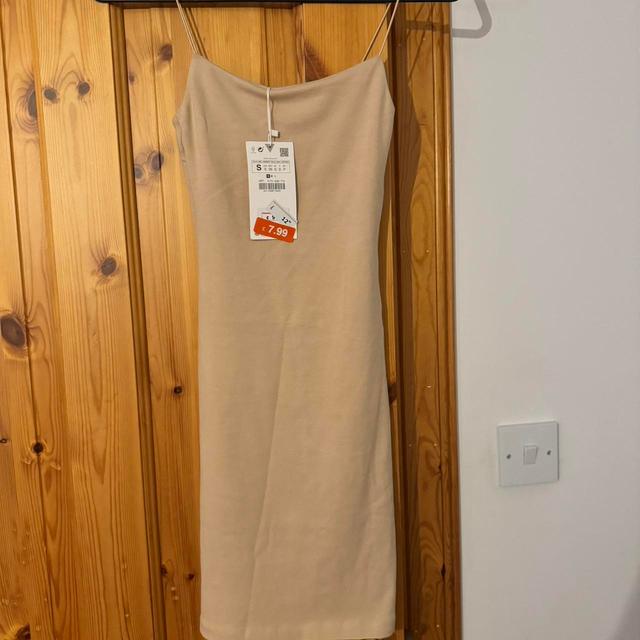 Zara Women's Dress - Tan/Cream - 8 on Productcaster.