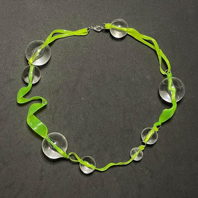 Handmade Women's Necklace - Green/Silver on Productcaster.