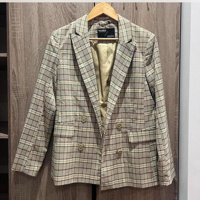 Pull&Bear Women's Blazer Jacket - Tan/Multi - M on Productcaster.