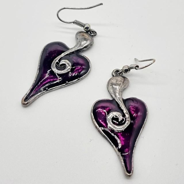 Vintage Women's Earrings - Purple on Productcaster.