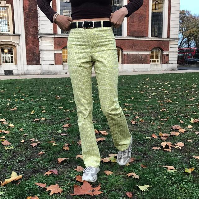 Motel Women's Flare Printed Trousers - Green - UK 6 on Productcaster.