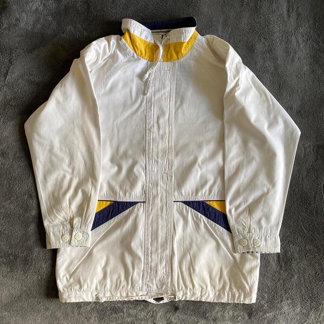 Men's Windbreaker Jacket - White/Yellow - L on Productcaster.