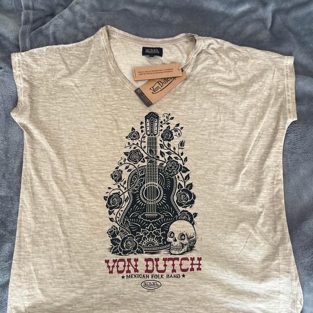 Von Dutch Women's T-shirt - Cream/Tan - XS on Productcaster.