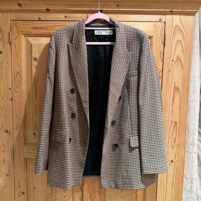 Zara Women's Blazer Jacket - Brown/Multi - L on Productcaster.